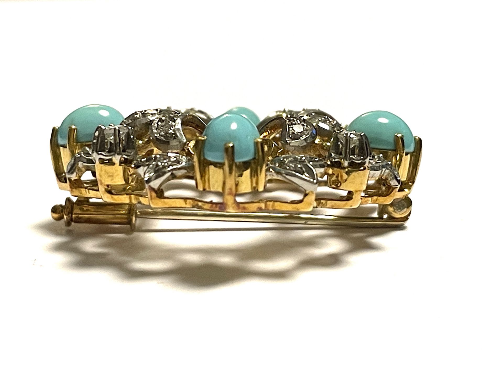 Brooch with turquoise and diamonds - Image 7 of 8