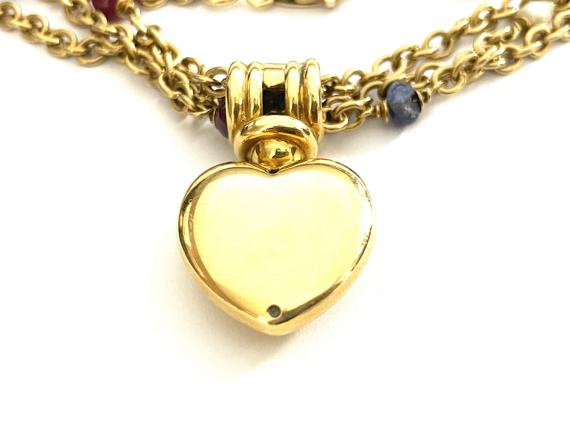 3 strands gemstone necklace with diamond heart - Image 5 of 6