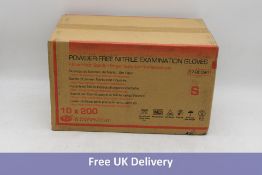 Ten Boxes of De Healthcare Powder Free Nitrile Examination Gloves, Blue, Size S, 200 Per Box, Expiry