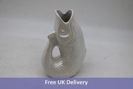 Two Gift Company Small Monsieur Carafe, Fish Shaped Vase, Pearl White
