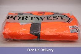 Four Portwest Men's T400 Hooded PW3 Hi Vis Winter Jackets, Orange/Grey, Small