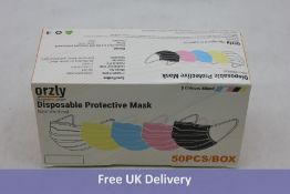 Orzly Disposable Face Masks, 50-pack, 5 Colours mixed pack, 50x