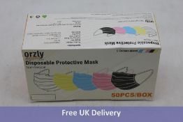 Orzly Disposable Face Masks, 50-pack, 5 Colours mixed pack, 50x