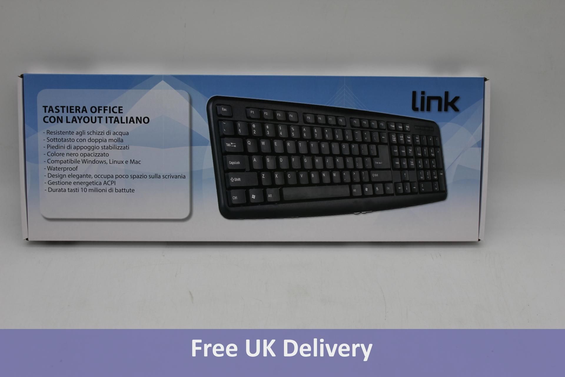 Twenty Link Tastiera Office Con Layout Italiano Keyboard, Black, Size 47x28x34cm