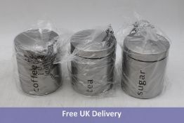 Ten Boxes Of Plastific Contemporary Tea/Coffee/Sugar Satin Stainless Steel Kitchen Storage Caddy Con