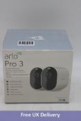 Arlo Pro 3 2K WiFi Security Camera System, 2 Cameras, White