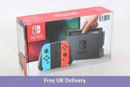 Nintendo Switch 32GB, with Neon Red & Blue JoyCons. Used, boxed, no power supply or accessories, Sig