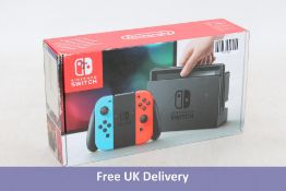 Nintendo Switch 32GB, with Neon Red & Blue JoyCons. Used, boxed, with dock only, no power supply or