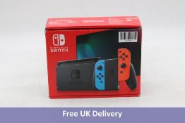 Nintendo Switch OLED 64GB, with Neon Red & Blue JoyCons. Used, boxed with power supply, dock and acc