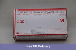 Ten Packs of DE HP Powder-Free Nitrile Examination Gloves, Medium, 200 Per Pack