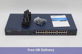 Planet GSW-2620HP 24-Port, 10/100/1000T, 802.3at, Poe, 2-Port 1000X SFP, Gigabit Ethernet Switch, Bl