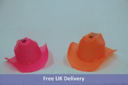 One Neon Cowboys Hat BeauPeep, Pink and 1x Neon Cowboys Hat Squeeze, Orange