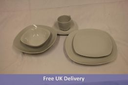 Sanger White Porcelain Crockery Set to include 6x cups, 6x saucers, 6x small bowls, 6x large bowls,