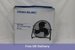 Pro-Elec Floor Fan, Black, 20", PEL01942. Box damaged