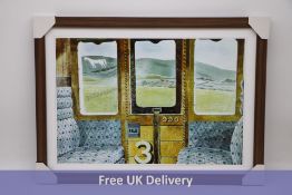 Train Landscape Giclee Print in Wooden Frame, 65 x 47cm, Slight Damaged