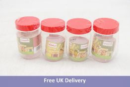 Sixty-four Sunpet 300ml Plastic Jars with Lids