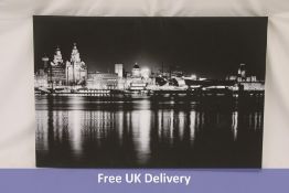 Canvas Aerial View of Liverpool City At Night, 91 x 60cm