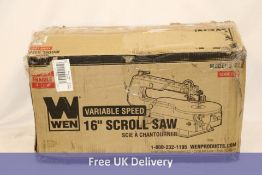 Wen 3922 16-inch Variable Speed Scroll Saw. Used, Not Tested. Box damaged