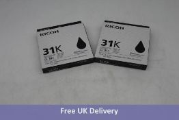 Five Ricoh GC-31K Ink Cartridge, Black