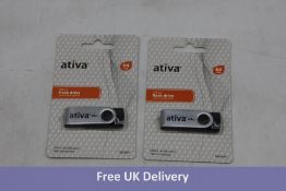 Twenty-four Ativa USB Flash Drives, USB 2.0, 16GB, Silver/Black