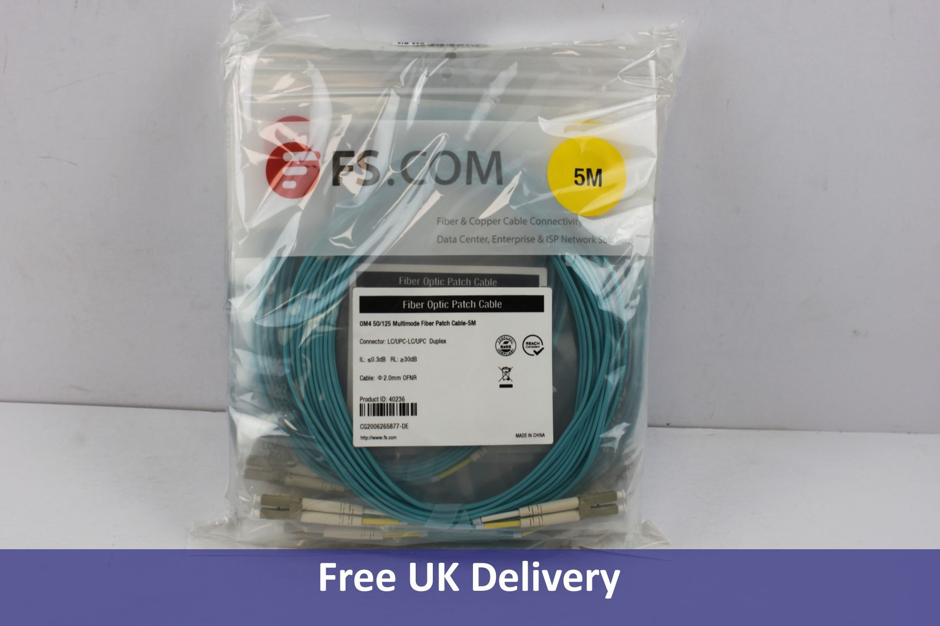 Eleven Fs.com Fibre Optic Patch Cable 1x40251 10 metre, 10x 40236 5 metre Cables,