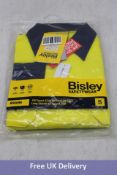 Six Bisley Men's Workwear Shirt Two Tone Hi Vis Cool Lightweight, Yellow/Navy, Size M