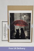 Giclee Art Print "Chats Sous La Pluie" by Dan Jon Sr, Limited Edition number 1/10, printed on 310gsm
