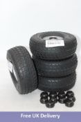 Four Carlisle 140/65-4 2-PLY 38A3 TURF PRO TL Tyres on Steel Rims