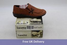Loretta Wide Fit Leather Slip On Shoes, Tan, UK 4
