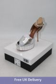 Kurt Geiger London Women's Pierra Peep Toe Platform, Silver, Size 41