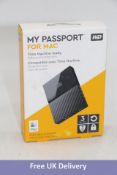 WD My Passport for Mac Portable External Hard Drive, Black, 3TB