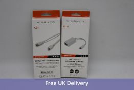 Two Vivanco USB Type C Lightning Cable 1.0m and 1x Vivanco USB Type C Network Adapter, 0.1m