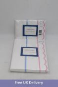 Two Sophie Conran Embroidered Scallop Bedlinen, White and Pink, 1x Double Duvet Cover, 200cm x 200cm