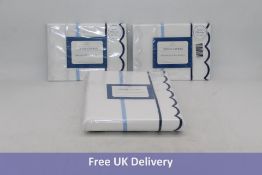 Sophie Conran Embroidered Scallop Bedlinen, White and Sky Blue, Double Duvet Cover, 200cm x 200cm