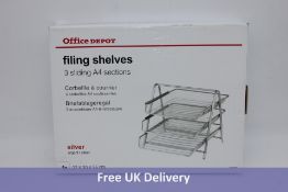 Two Office Depot Filing Shelves Wire Mesh, Silver, Size 29.5 x 35.5 x 26.5 cm