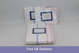 Three Sophie Conran Embroidered Scallop Bedlinen, White and Pink, 1x Double Duvet Cover, 200cm x 200