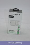 Fifteen Vivanco White USB Home Single Mains Charger, White