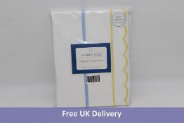 Sophie Conran Embroidered Scallop Bedlinen, White and Yellow, Double Duvet Cover, 200cm x 200cm