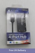 Five Dynamode 4 Port Mini USB 3.0 Hub, Black. Box damaged