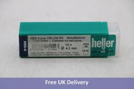 Five Packs of Ten Heller 21154 3 HSS Metal Twist Drill Bit, 4.3 mm total length