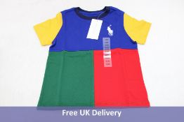 Polo Ralph Lauren Kid's Colour Block T-Shirt, Blue, Red, Green, Yellow, 24 Months