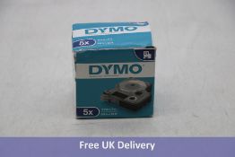 Box of Five Dymo 40916 D1 LabelMaker Tapes, 9mm x 7m, Black