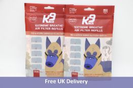 Two Extreme Breathe K9 Mask® Air Filter Refills, N95 & Active Carbon, 5 Per Pack