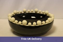Bramley & White Large Bobble Edged Decorative Bowl, Black/Cream