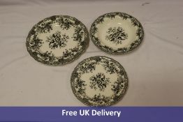 Twelve Zara Home Floral Black Transfer Earthenware to include 4x Soup Plates, 4x Dessert Plates, 4x