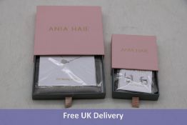 Two Ania Haie items to include 1x Glam Disc Pendant Necklace, Silver and 1x Glam Oval Hoop Earrings,