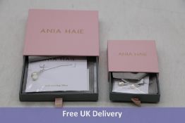 Two Ania Haie items to include 1x Pearl Threader Necklace, Sterling Silver and 1x Pearl Mini Hoop Ea