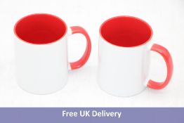 Twelve 11oz Mugs White with Red Inner & Handle
