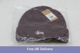 Two Stussy Basic Cuff Beanie, Burgundy, One Size