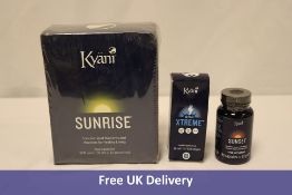 Three Kyani Supplements to include Sunrise, 30 Pack, Sunset, 90 Capsules, Nitro Extreme